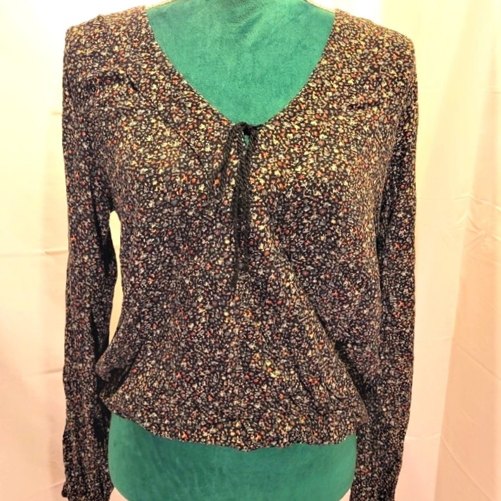 Mossimo Supply CO Faux Wrap V-neck Blouson Long Sleeve Blouse M